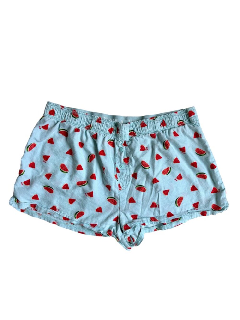 PINK by Victoria Secret Boxy Sleep Shorts (Light Blue with Watermelon Print) - S